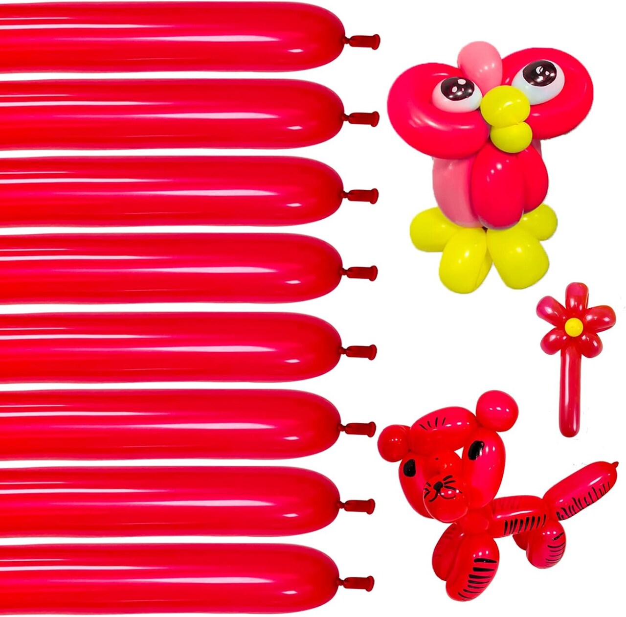 100pcs Red 260 balloons, Thickening Latex Long Twisting Balloons